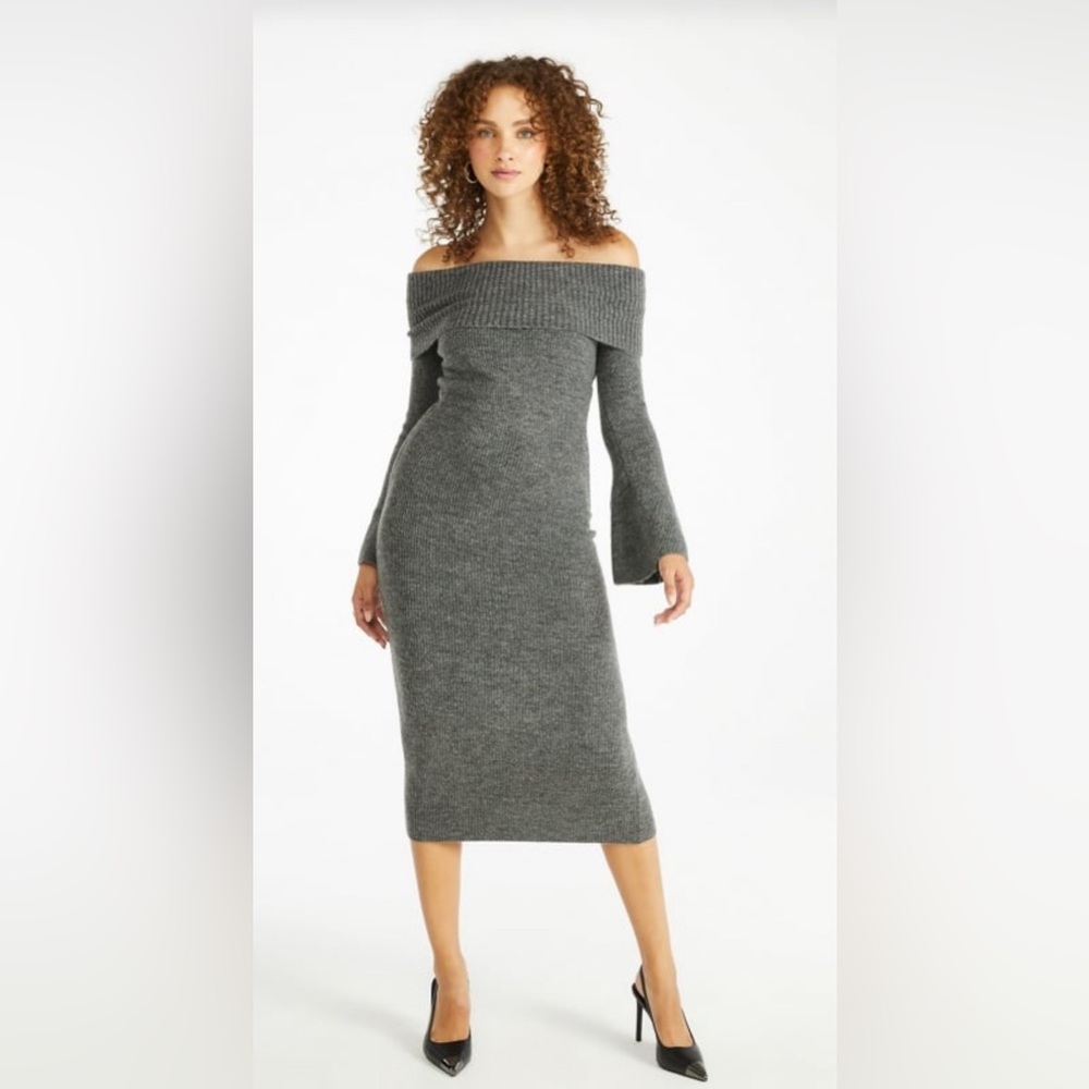 Off Shoulder Cozy Sweater Dress